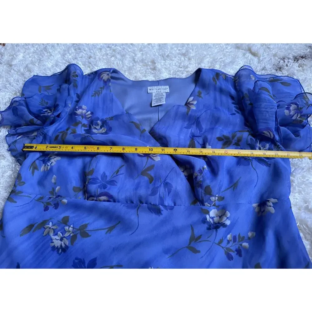 Vintage Y2K Babydoll Top Floral Fairy Grunge Purple Blue Ruffle Whimsigoth 16 - Picture 4 of 6